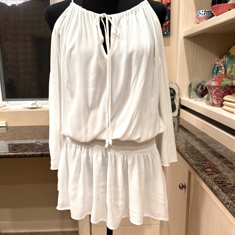 Olivaceous White Tie-Front Blouse